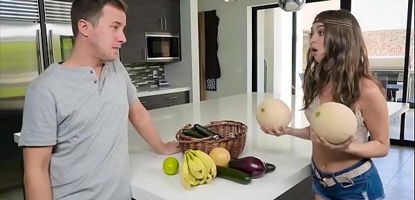  Sexy chick selling her organic produce and her pussy